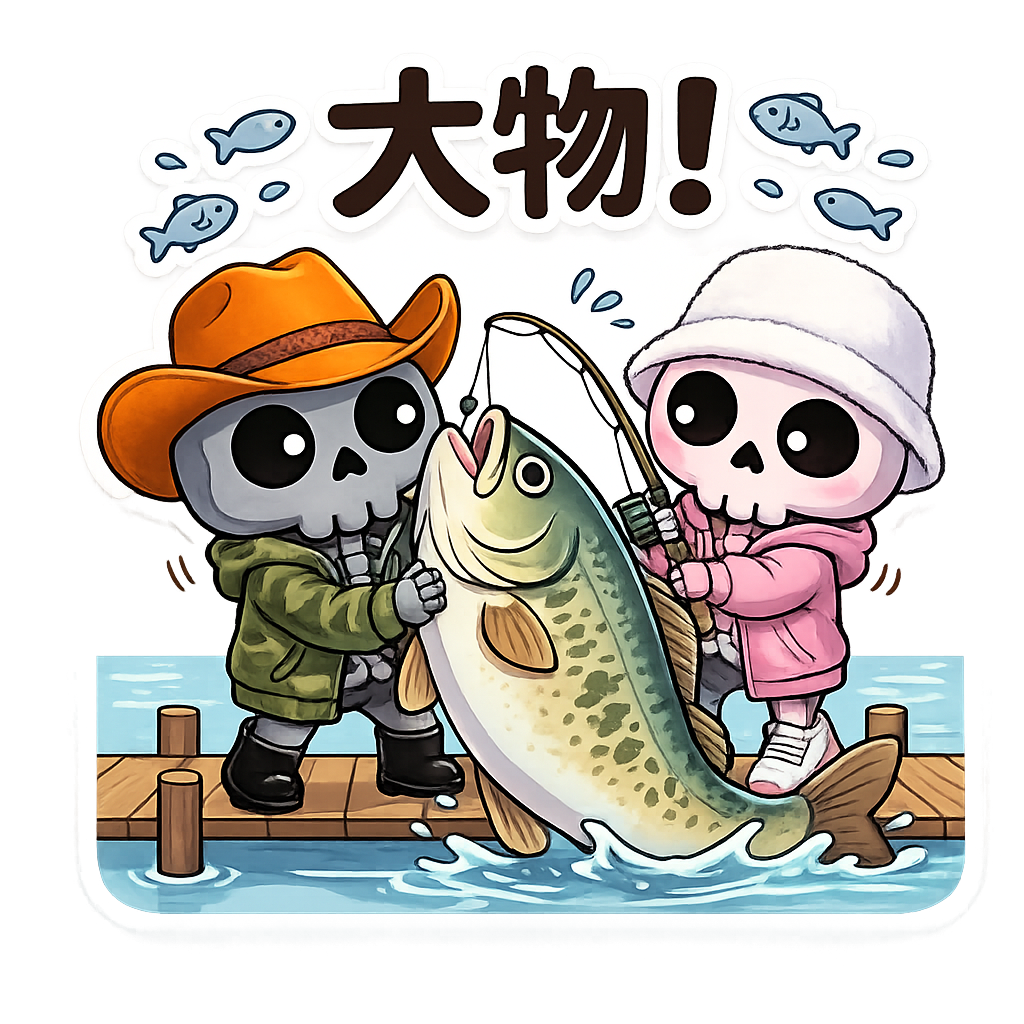 釣り LINEスタンプ 骨スタ 大物報告